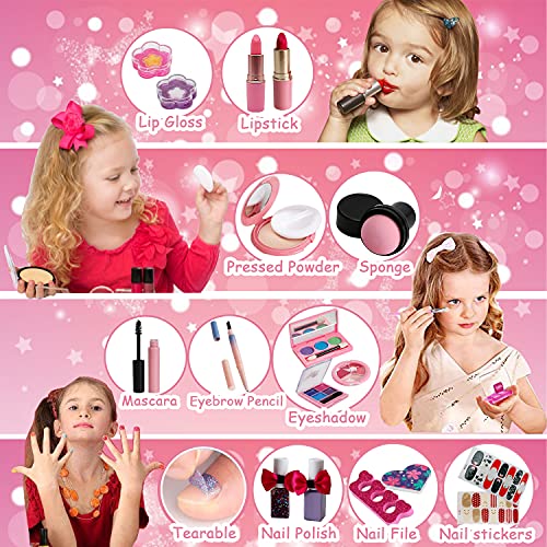 Kids Washable Makeup Girl Toys - Kids Makeup Kit for Girl Real Make up Set