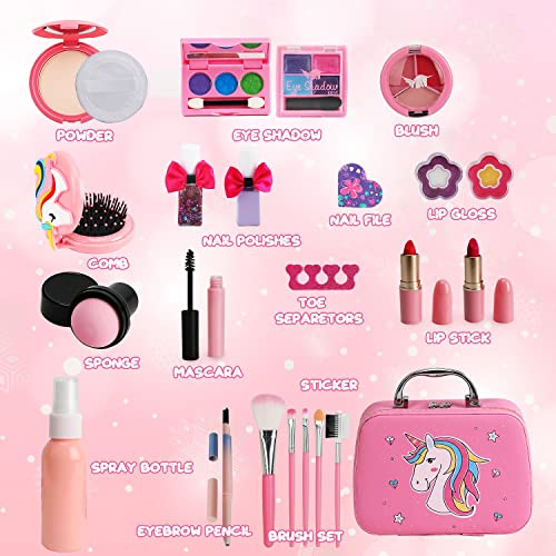 Kids Washable Makeup Set with Unicorn Purse for Little Girls