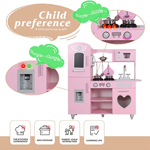 Wooden Kids Kitchen Play Set Toy Girls Pretend Playing Educational